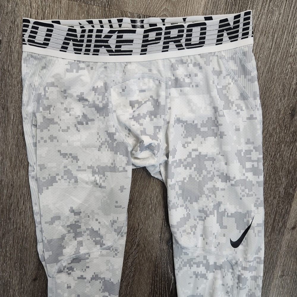Nike Pro Hypercool Mens Compression Tights Digital Camo White Grey 828162-100 M - Picture 2 of 7
